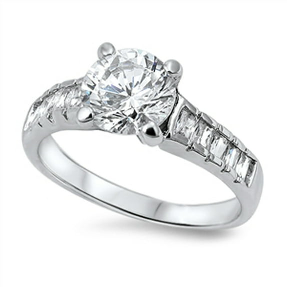 Women's Solitaire Clear Cubic Zirconia Ring .925 Sterling Silver Band White Jewelry Female Size 6
