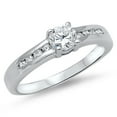thumbnail image 1 of Women's Solitaire Clear Cubic Zirconia Ring .925 Sterling Silver Band White Jewelry Female Size 7, 1 of 4