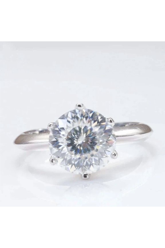 Women’s Solitaire Engagement Ring, 14K White Gold Plated, Cathedral Prong Setting Wedding Ring, 1.2 CT Round Brilliant Simulated Diamond, Classic Anniversary Gifts