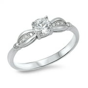 Womens Solitaire White Cubic Zirconia Promise Ring .925 Sterling Silver Band Jewelry Female Size 7