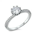 thumbnail image 1 of Women's Solitaire White Cubic Zirconia Ring .925 Sterling Silver Band Jewelry Female Male Size 6, 1 of 4