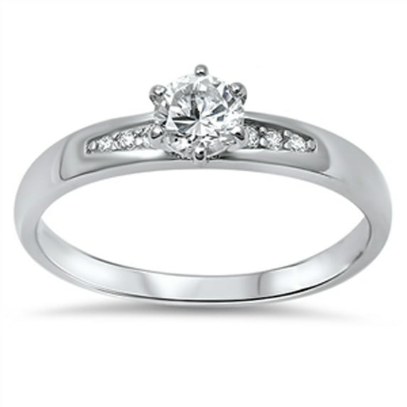 Women's Solitaire White Cubic Zirconia Ring .925 Sterling Silver Band Jewelry Female Male Size 6