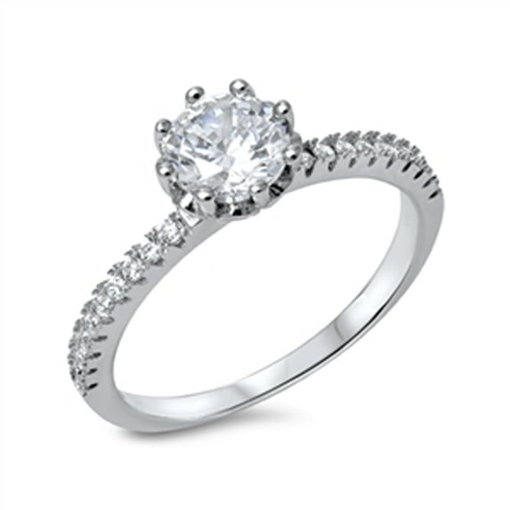 Women's Solitaire White Cubic Zirconia Ring .925 Sterling Silver Band Jewelry Female Male Size 7