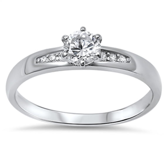Women's Solitaire White Cubic Zirconia Ring .925 Sterling Silver Band Jewelry Female Male Size 9