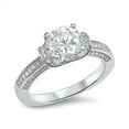 thumbnail image 1 of Women's Solitaire White Cubic Zirconia Wedding Ring .925 Sterling Silver Band Jewelry Female Size 10, 1 of 4