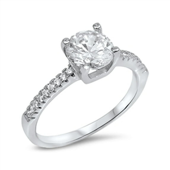 Women's Solitaire White Cubic Zirconia Wedding Ring .925 Sterling Silver Band Jewelry Female Size 4