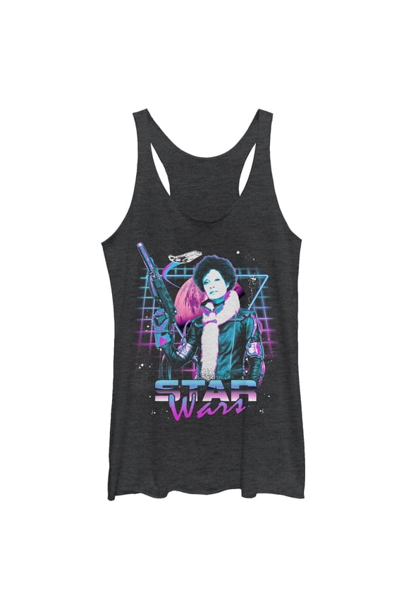 Women's Solo: A Star Wars Story 80's Vibe Val Racerback Tank Top Black Heather X Large