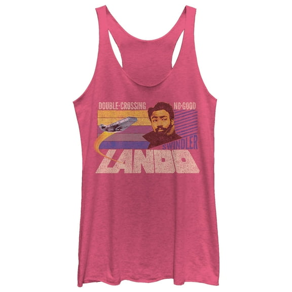 Women's Solo: A Star Wars Story Double-Crossing Lando  Racerback Tank Top Pink Heather 2X Large
