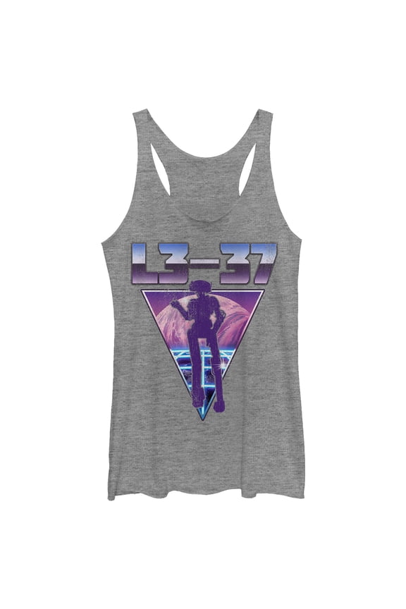 Women's Solo: A Star Wars Story L3-37 Neon Triangle Racerback Tank Top Gray Heather Small