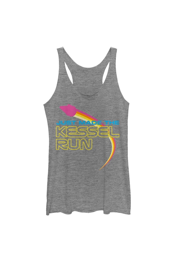 Women's Solo: A Star Wars Story Made Kessel Run Rainbow Racerback Tank Top Gray Heather Small