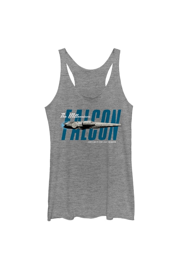 Women's Solo: A Star Wars Story Millennium Falcon Profile Racerback Tank Top Gray Heather Medium
