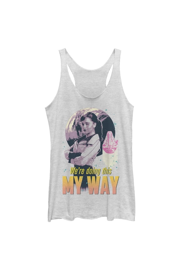 Women's Solo: A Star Wars Story Qi'ra My Way Ship Racerback Tank Top White Heather X Small