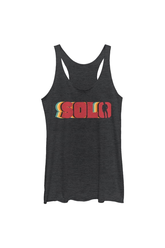 Women's Solo: A Star Wars Story Retro Solo Name Racerback Tank Top Black Heather Medium