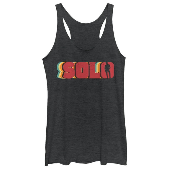 Women's Solo: A Star Wars Story Retro Solo Name Racerback Tank Top Black Heather X Large