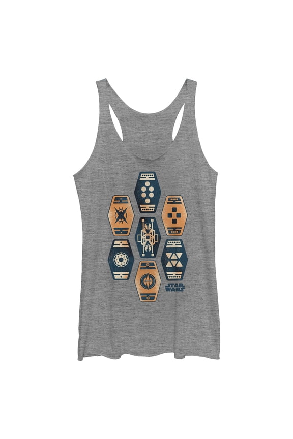Women's Solo: A Star Wars Story Sabacc Deck  Racerback Tank Top Gray Heather 2X Large