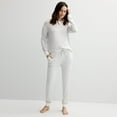 thumbnail image 1 of Women's Sonoma Goods For Life® 3-Piece Snit Pajama Top, Pajama Pants & Pouch Set Color: Ivory Grey Stripe Size: X SMALL, 1 of 4