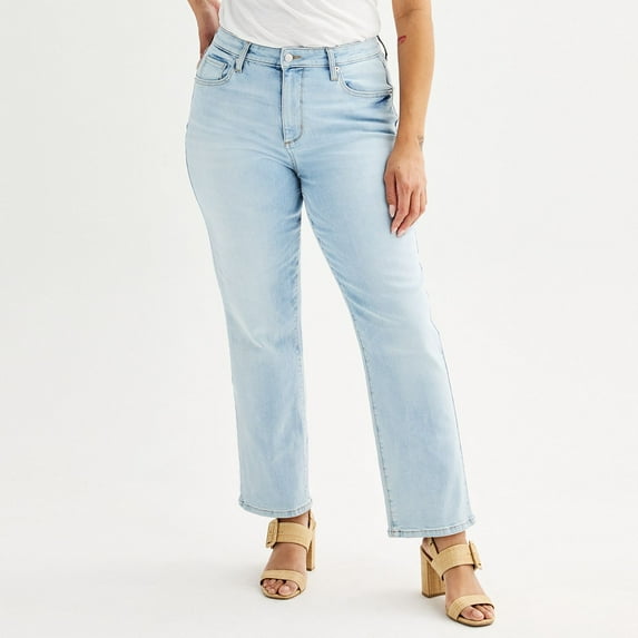 Women's Sonoma Goods For Life® High Rise Curvy Straight Jeans Color: Light Wash Size: 18 SHORT