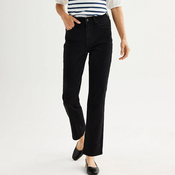 Women's Sonoma Goods For Life® High Rise Straight Jeans Color: Black Size: 8 AVG/REG