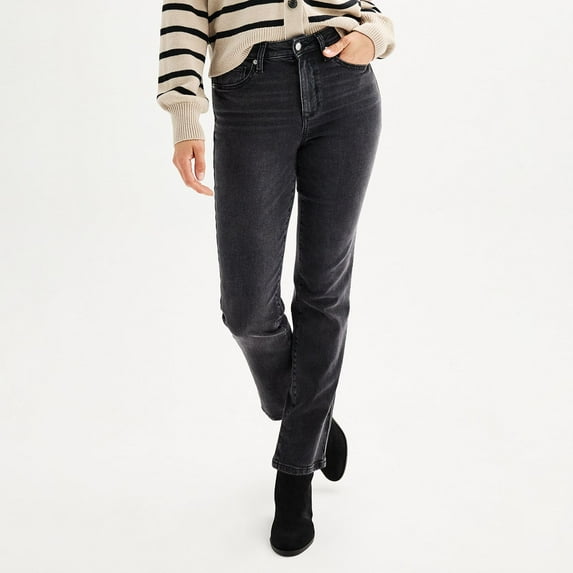 Women's Sonoma Goods For Life® High Rise Straight Jeans Color: Black Wash Size: 12 LONG