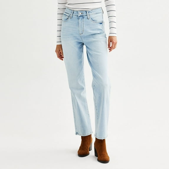 Women's Sonoma Goods For Life® High Rise Straight Jeans Color: Light Wash Size: 12 SHORT