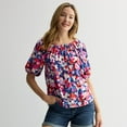thumbnail image 1 of Women's Sonoma Goods For Life® Peasant Top Color: Blue Pink Floral Size: X LARGE, 1 of 4