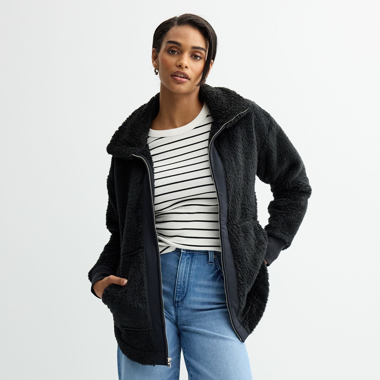 Women's Sonoma Goods For Life® Sherpa Cozy Full Zip Jacket Color