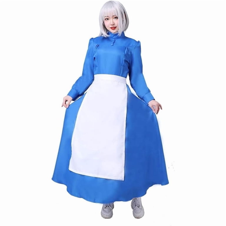 Women's Sophie Inspired Blue Vintage Style Dress with Apron Set Classic Maid Outfit