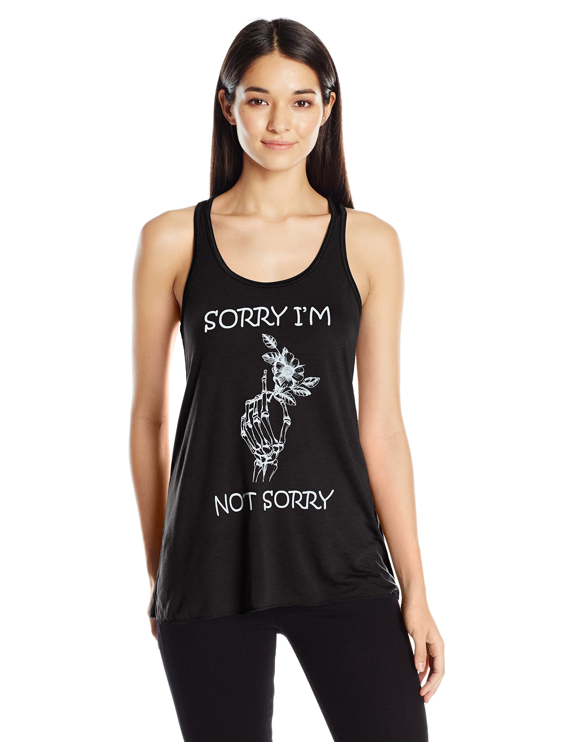 Women's Sorry Printed Flowy Racerback Tank Top
