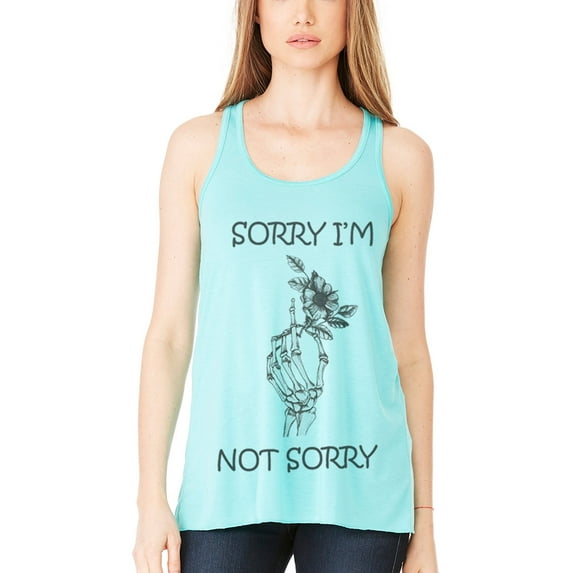 Women's Sorry Printed Flowy Racerback Tank Top