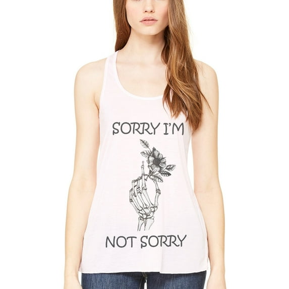 Women's Sorry Printed Flowy Racerback Tank Top