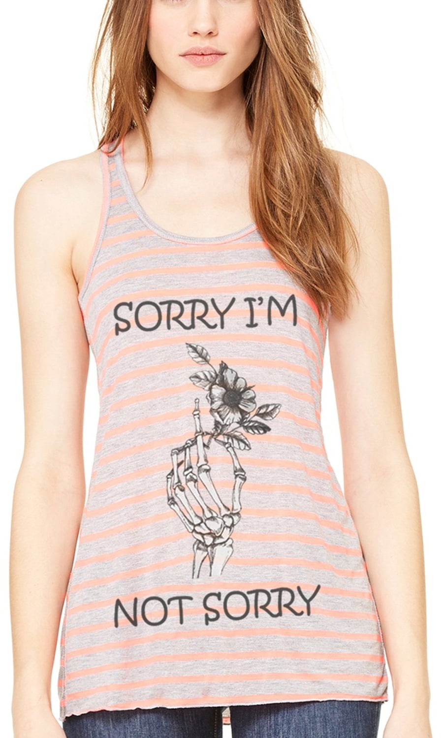 Women's Sorry Printed Flowy Racerback Tank Top