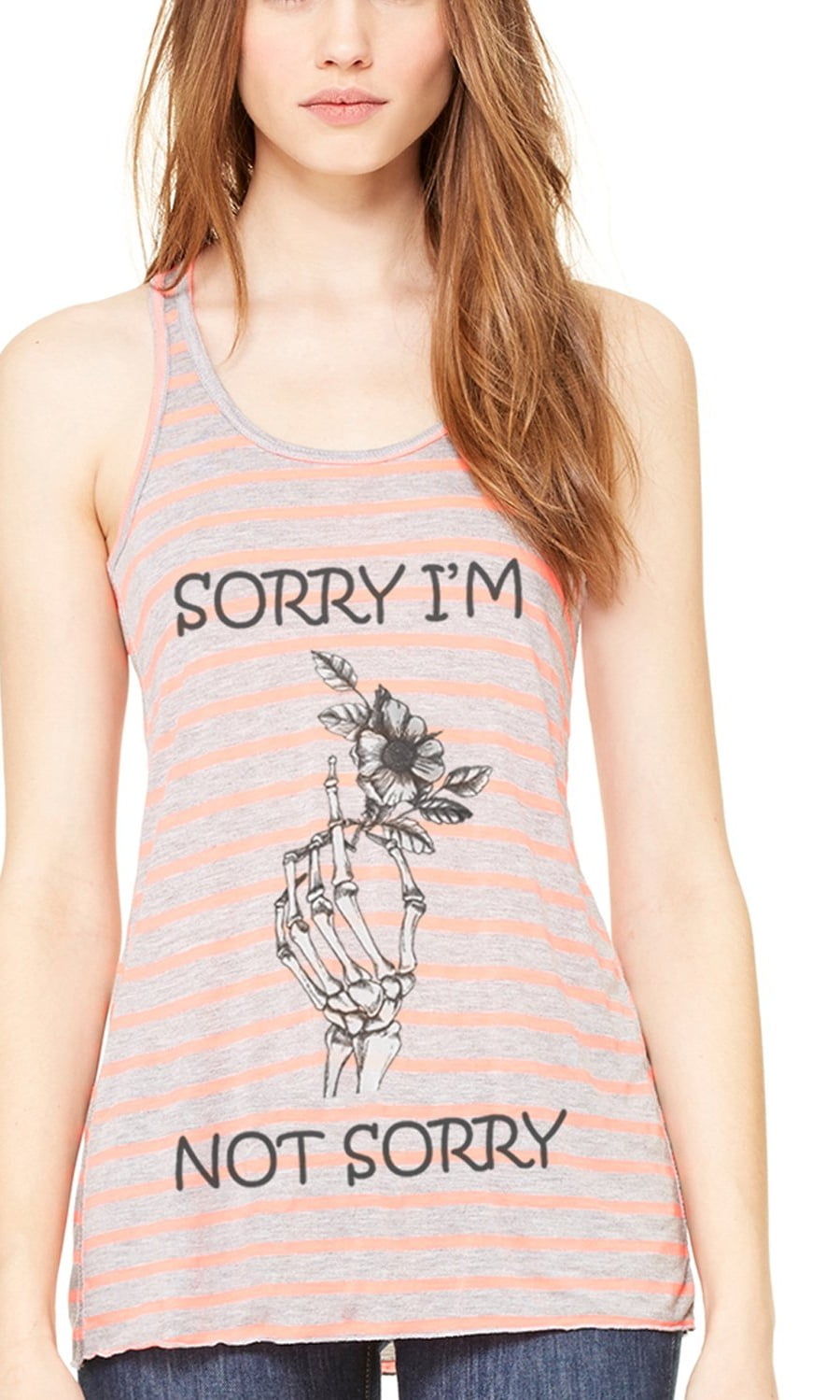 Women's Sorry Printed Flowy Racerback Tank Top