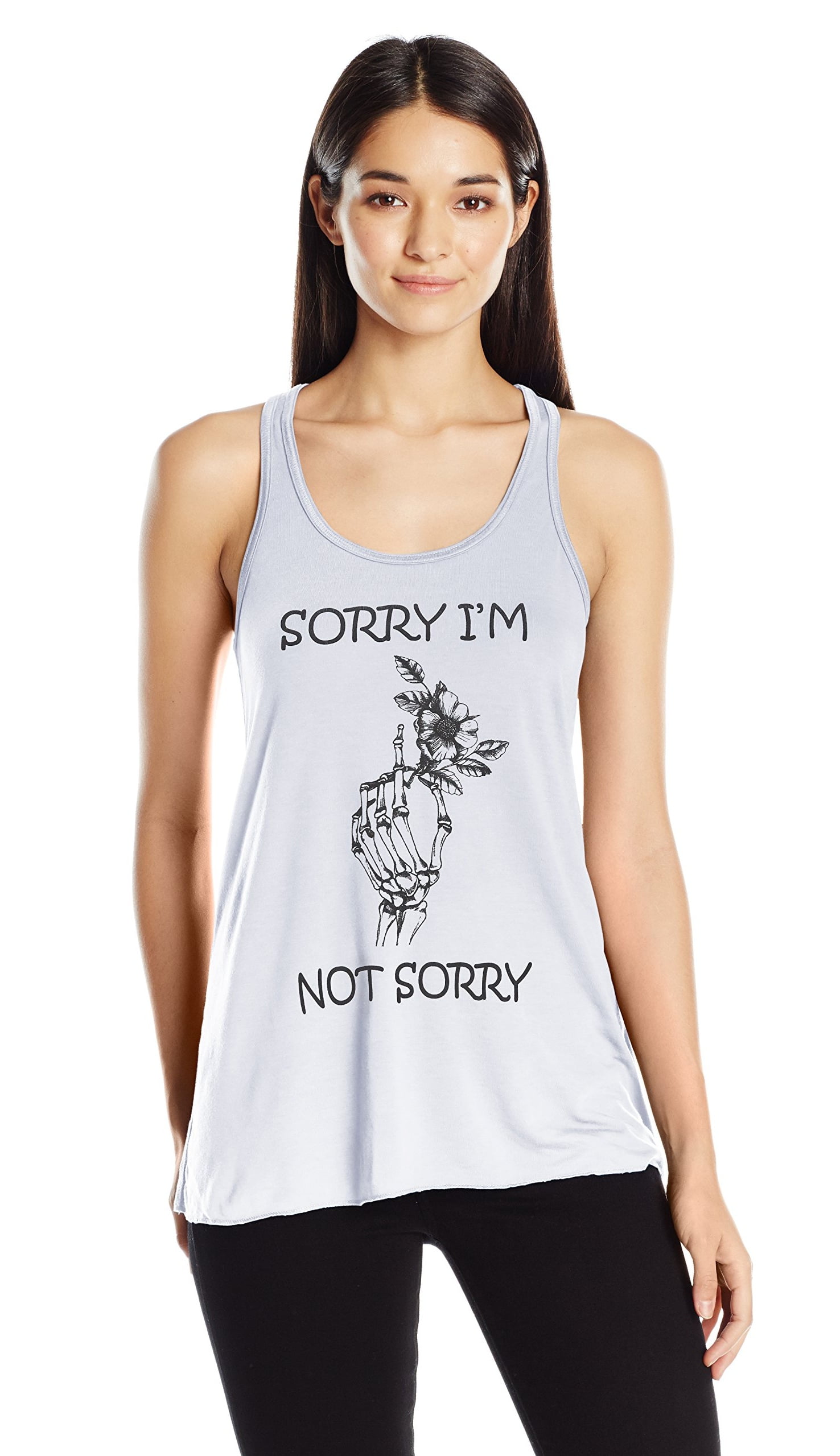 Women's Sorry Printed Flowy Racerback Tank Top