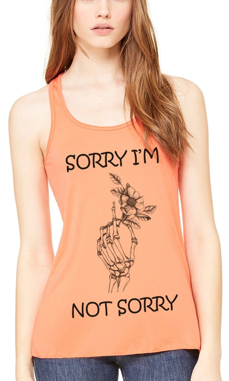Women's Sorry Printed Flowy Racerback Tank Top