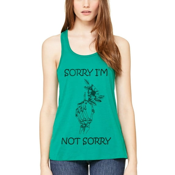 Women's Sorry Printed Flowy Racerback Tank Top