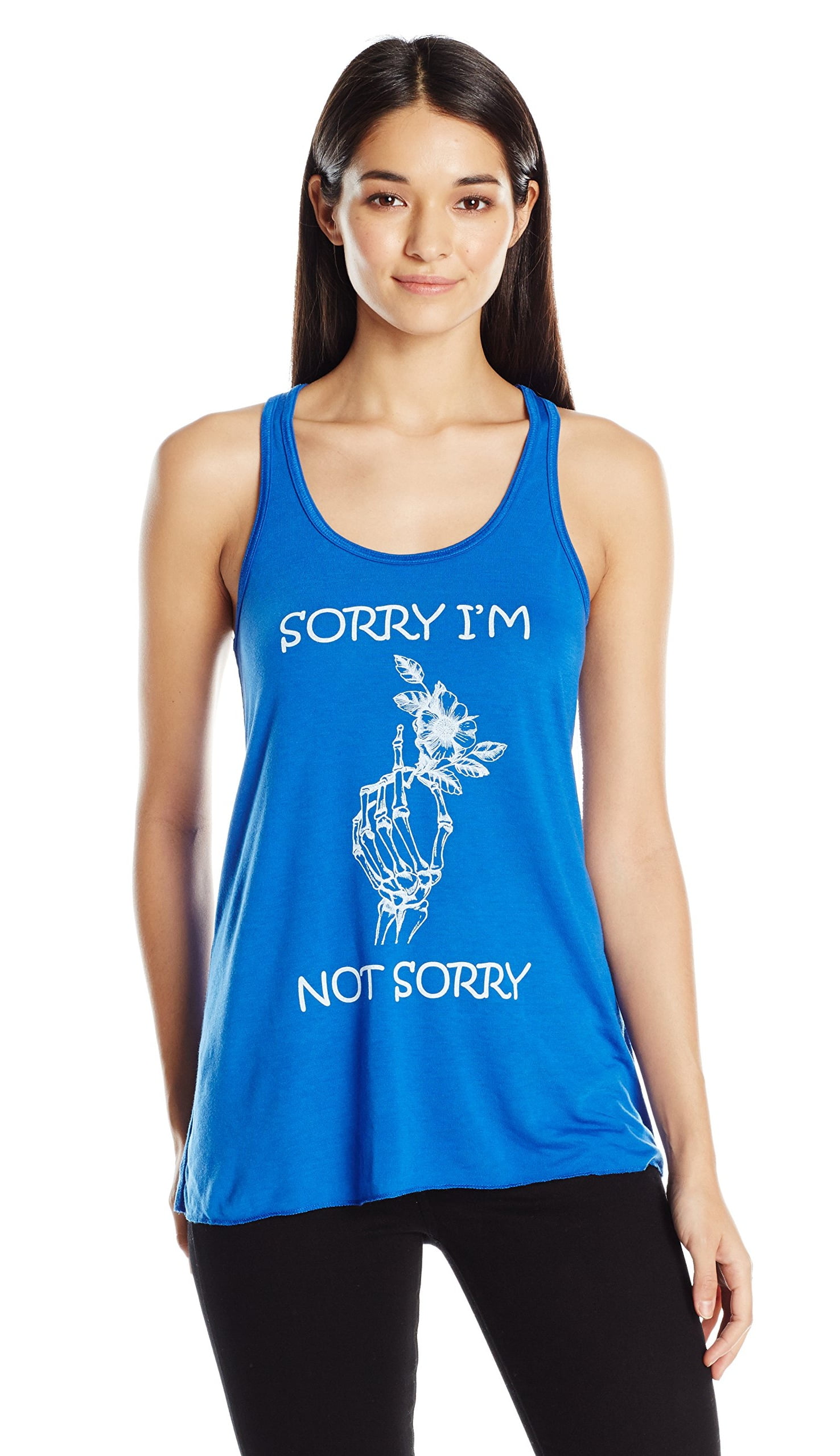 Women's Sorry Printed Flowy Racerback Tank Top