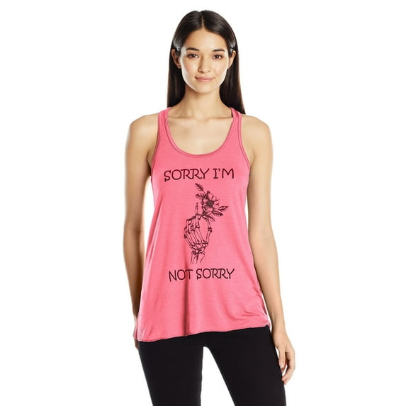 Women's Sorry Printed Flowy Racerback Tank Top