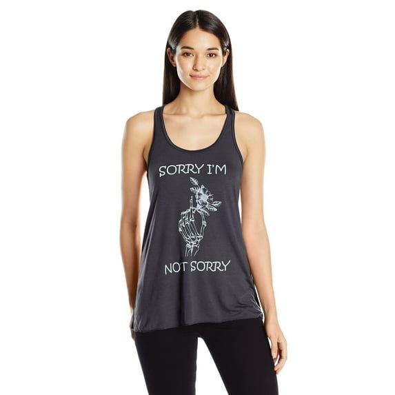 Women's Sorry Printed Flowy Racerback Tank Top
