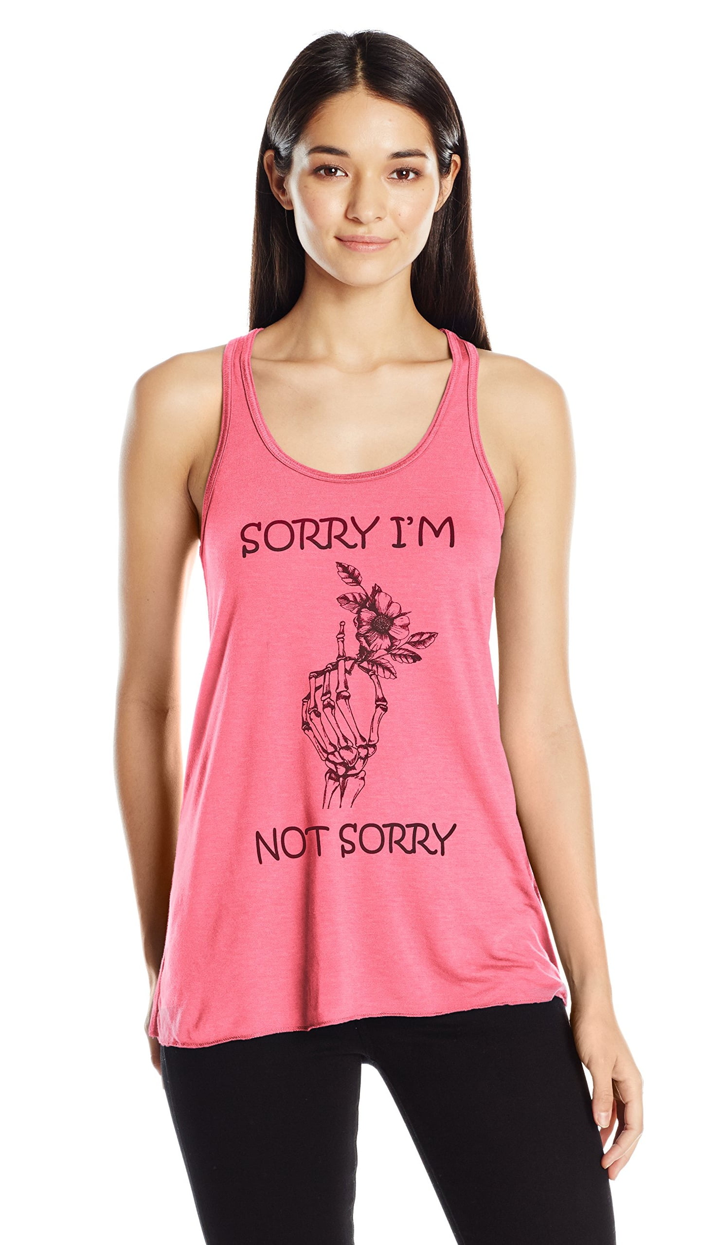 Women's Sorry Printed Flowy Racerback Tank Top