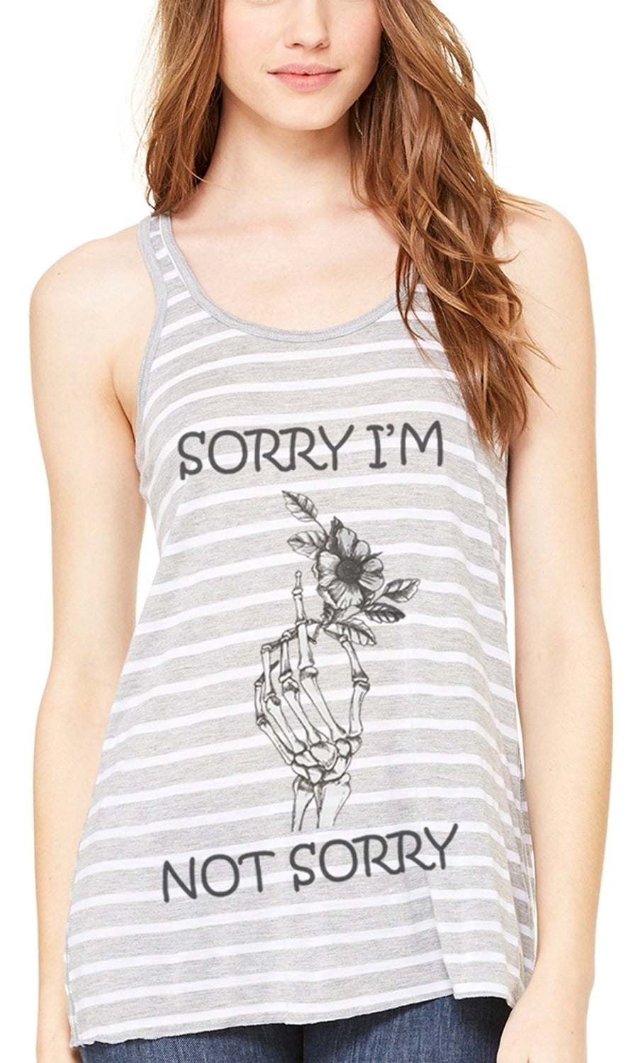 Women's Sorry Printed Flowy Racerback Tank Top