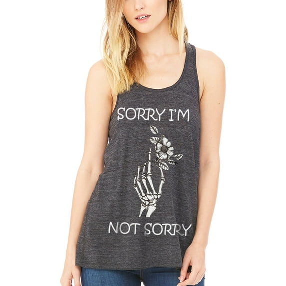 Women's Sorry Printed Flowy Racerback Tank Top