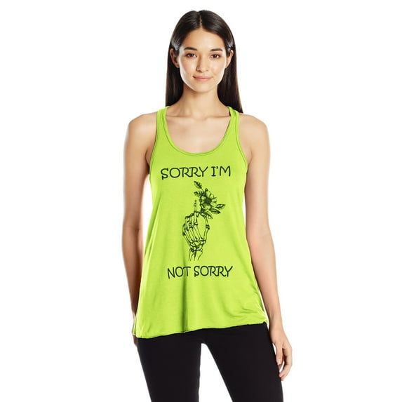 Women's Sorry Printed Flowy Racerback Tank Top