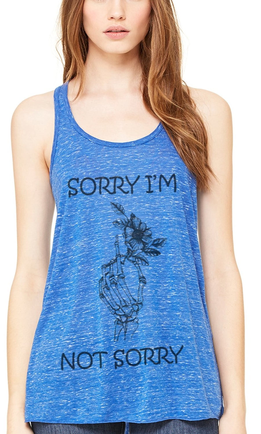 Women's Sorry Printed Flowy Racerback Tank Top