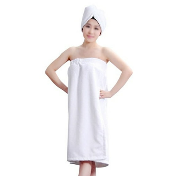 Women's Spa Wrap Robe Set Soft Cozy Absorbent Microfiber Bath Towel with Drying Hair Hat Turban Cap