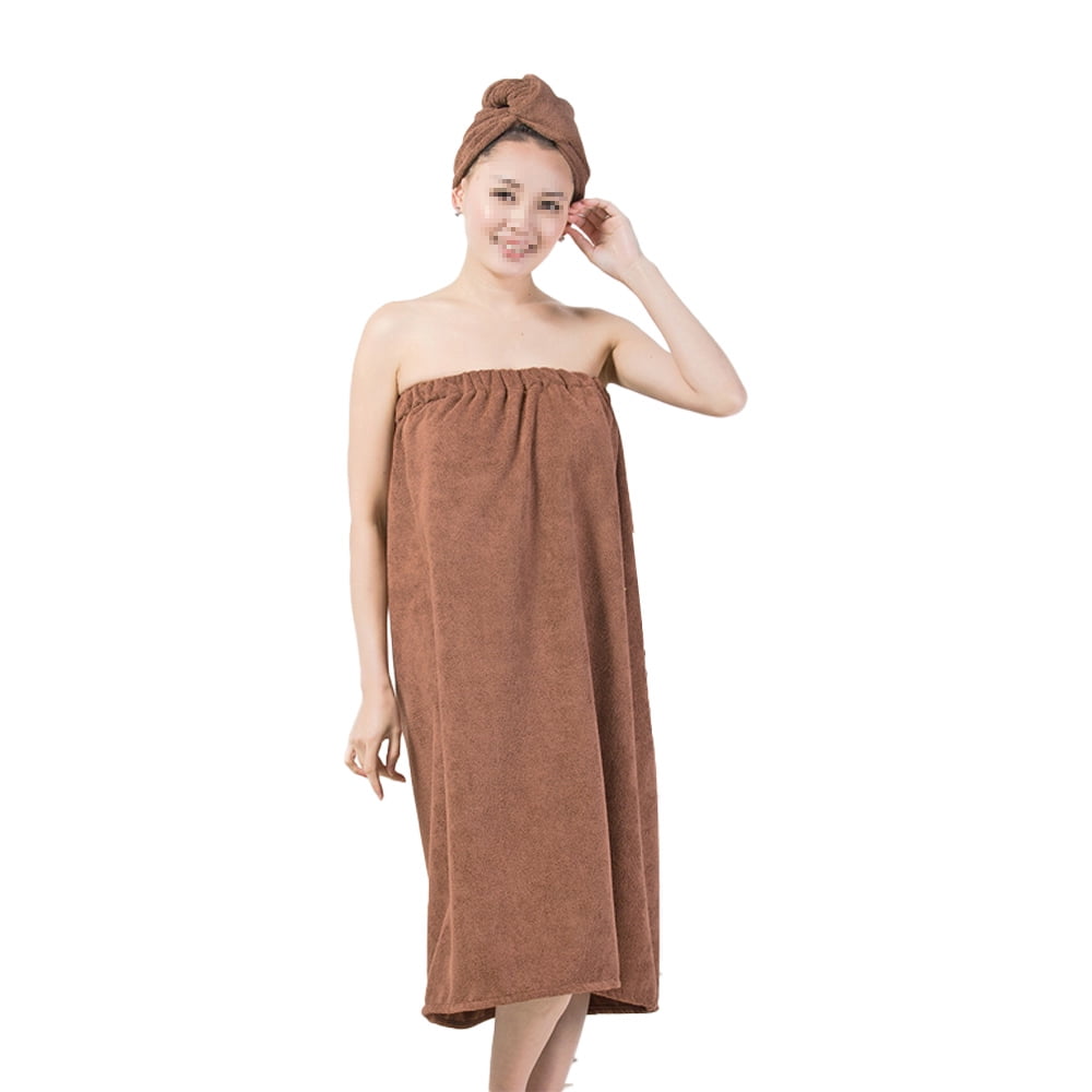 Women's Spa Wrap Robe Set Soft Cozy Absorbent Microfiber Bath Towel with Drying Hair Hat Turban Cap