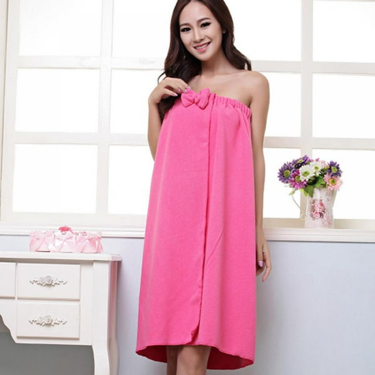 Women s Spa Wrap Towel with Snap Closure Bath Wrap Rose Red Walmart
