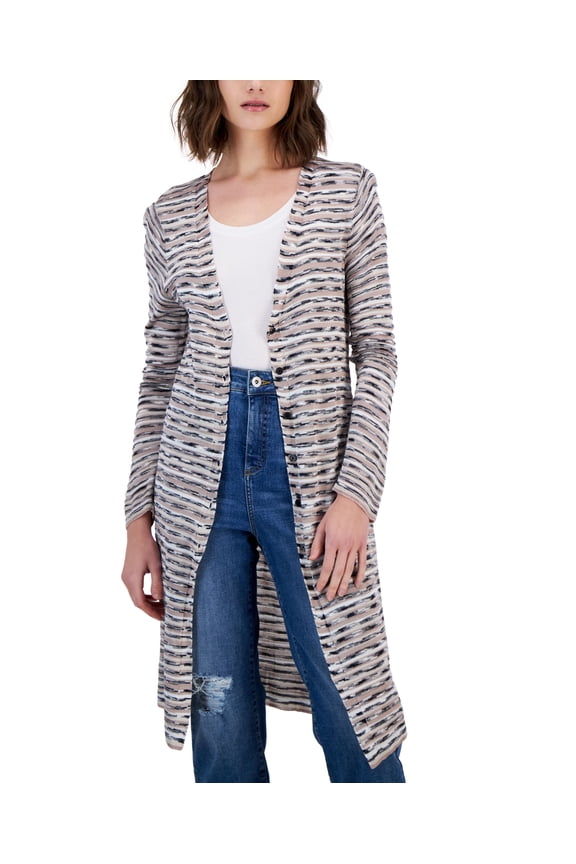 Women's Space-Dyed Duster Cardigan Beige Space Dye M