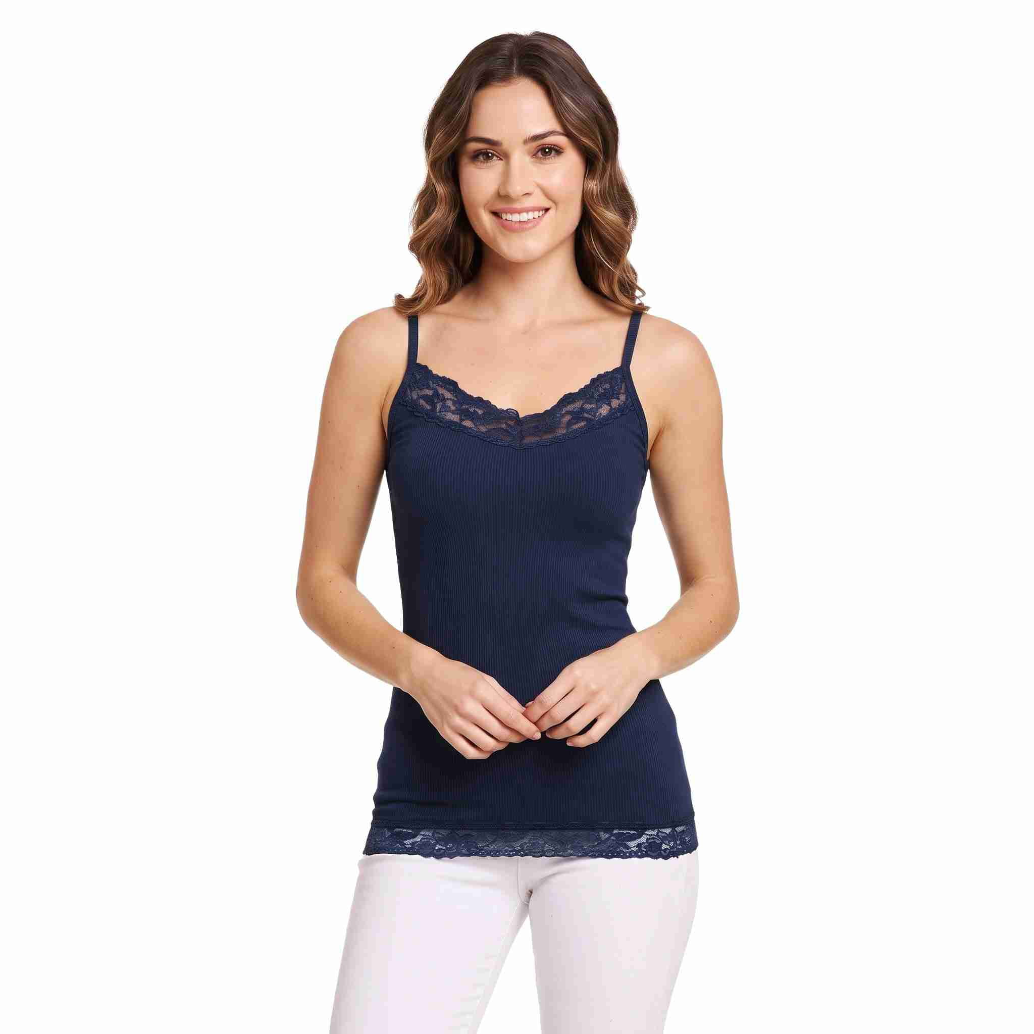 Yelete, Women's Spaghetti Lace Trimmed Long Tank Top - Walmart.com