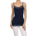thumbnail image 1 of Women's Spaghetti Lace Trimmed Long Tank Top - Navy, 1 of 1