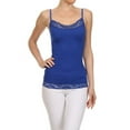 thumbnail image 1 of Women's Spaghetti Lace Trimmed Long Tank Top - Royal Blue, 1 of 1